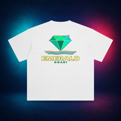 Emerald Coast — White — large back print | Vision Neon midnight studio