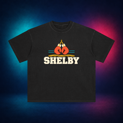 Shelby — Retro Black — front only print | Vision Neon midnight studio