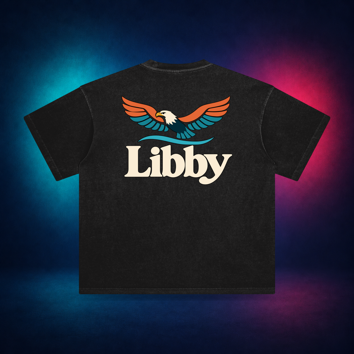 Libby — Retro Black — large back print | Vision Neon midnight studio