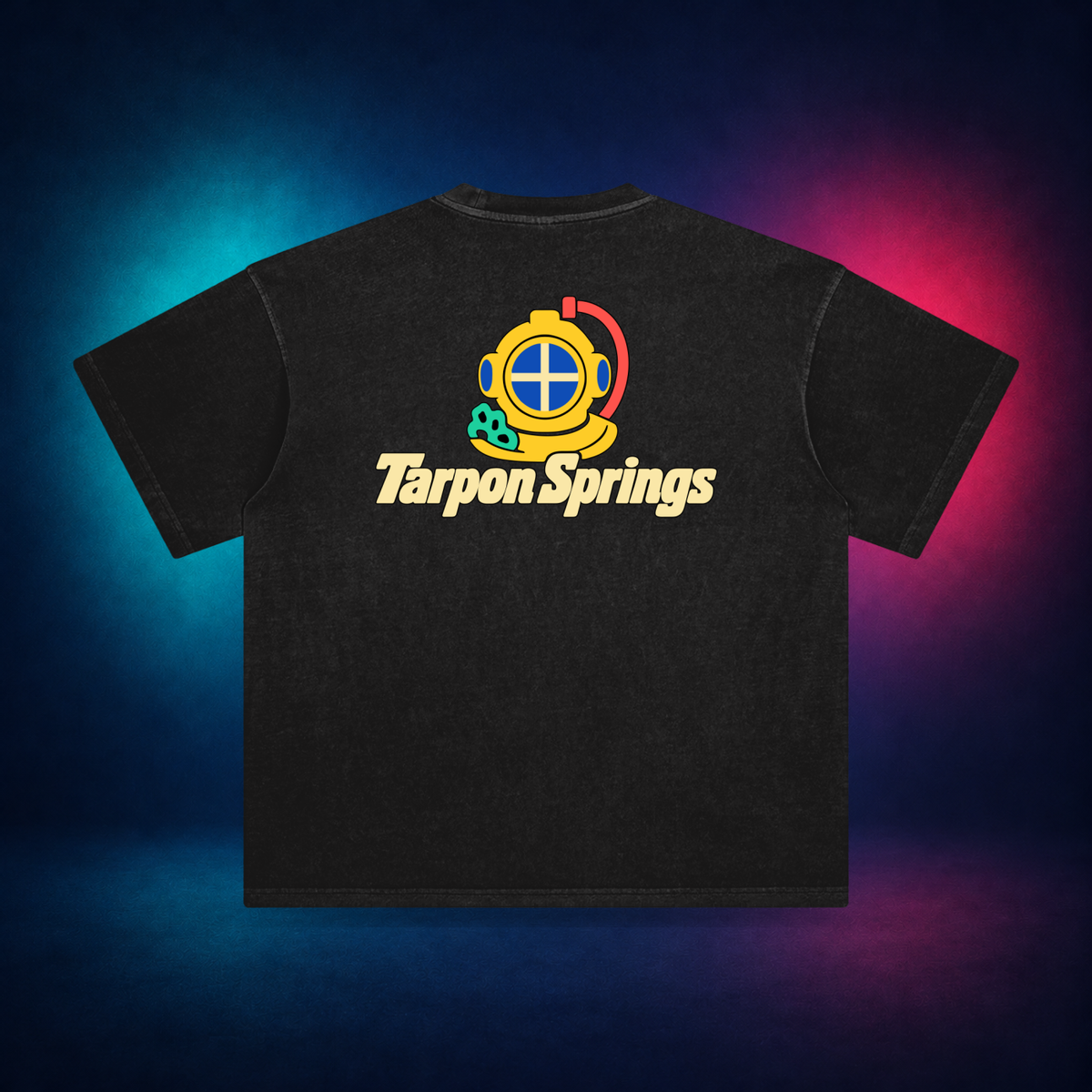Tarpon Springs — Retro Black — large back print | Vision Neon midnight studio