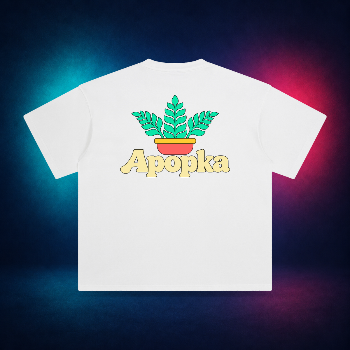 Apopka — White — large back print | Vision Neon midnight studio