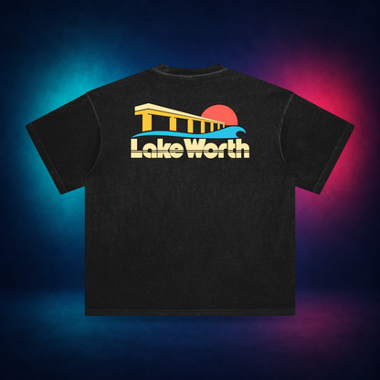 Lake Worth — Retro Black — large back print | Vision Neon midnight studio