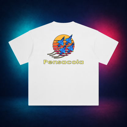 Pensacola — White — large back print | Vision Neon midnight studio