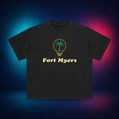 Fort Myers — Retro Black — front only print | Vision Neon midnight studio