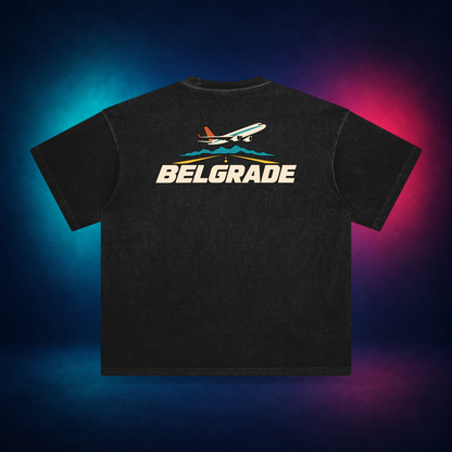 Belgrade — Retro Black — large back print | Vision Neon midnight studio