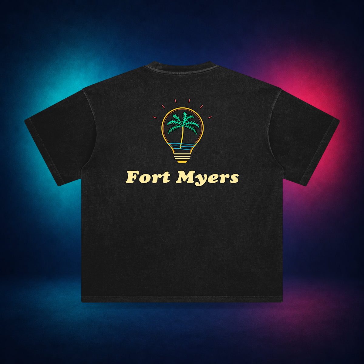 Fort Myers — Retro Black — back only print | Vision Neon midnight studio