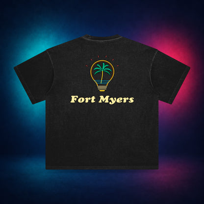 Fort Myers — Retro Black — back only print | Vision Neon midnight studio