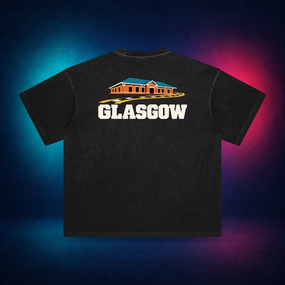 Glasgow — Retro Black — large back print | Vision Neon midnight studio