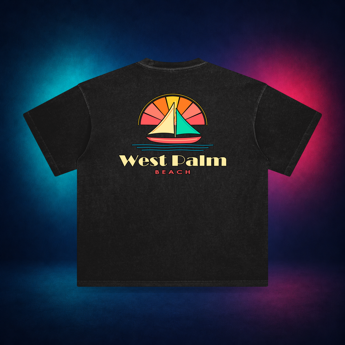 West Palm Beach — Retro Black — large back print | Vision Neon midnight studio