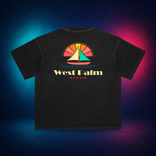 West Palm Beach — Retro Black — large back print | Vision Neon midnight studio