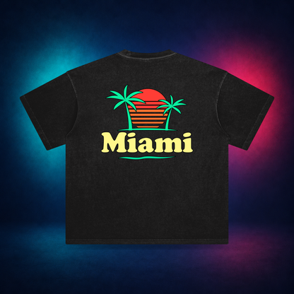 Miami — Retro Black — large back print | Vision Neon midnight studio