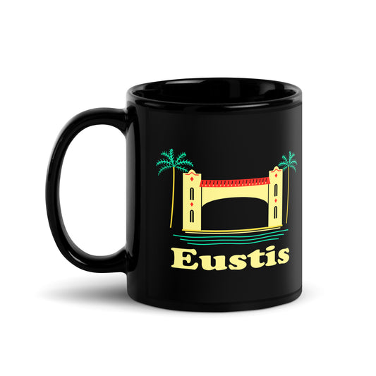 Eustis — Black mug, 11 oz, logo on both sides