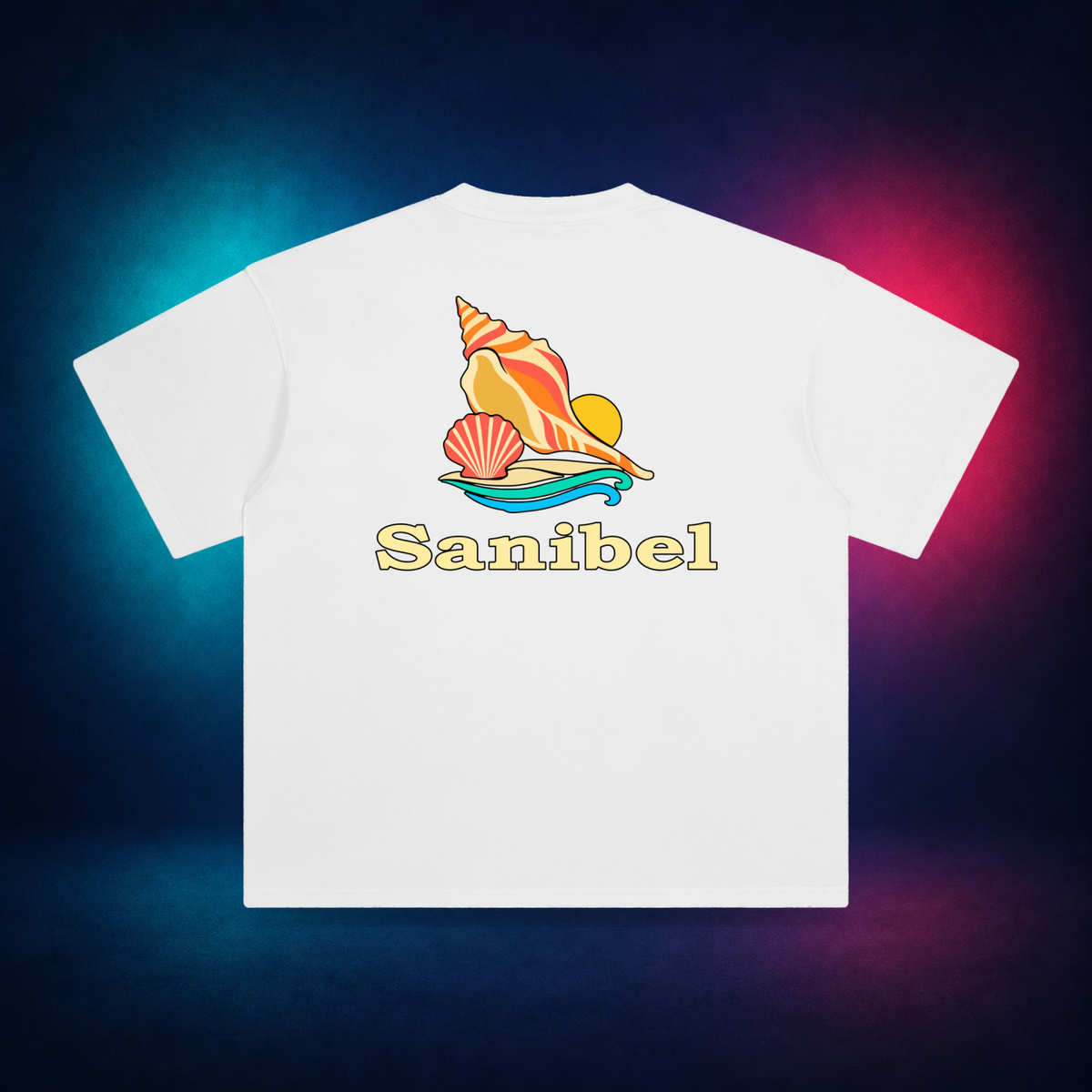 Sanibel — White — large back print | Vision Neon midnight studio