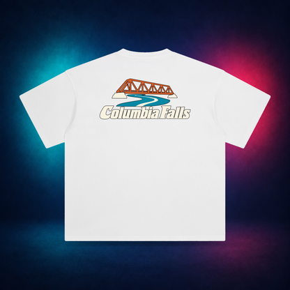 Columbia Falls — White — large back print | Vision Neon midnight studio