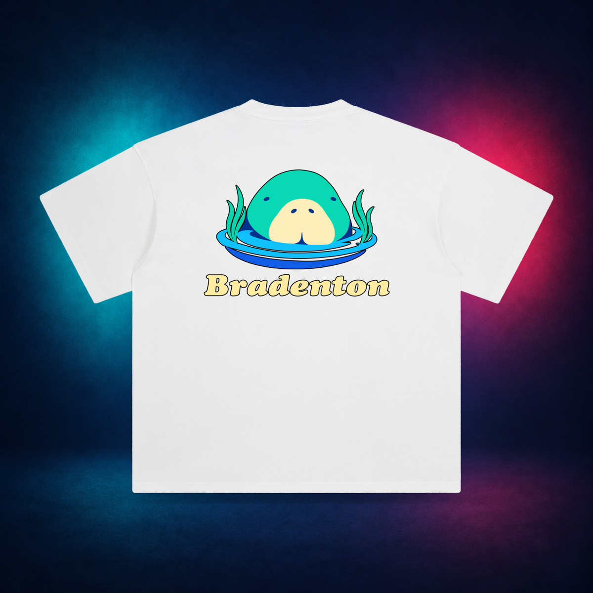 Bradenton — White — large back print | Vision Neon midnight studio