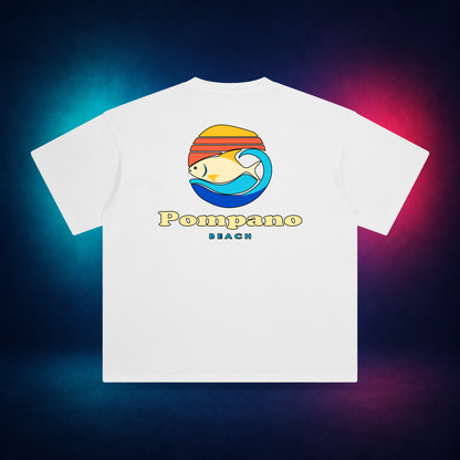 Pompano Beach — White — large back print | Vision Neon midnight studio