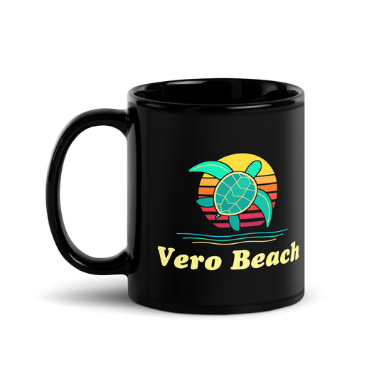 Vero Beach — Black mug, 11 oz, logo on both sides