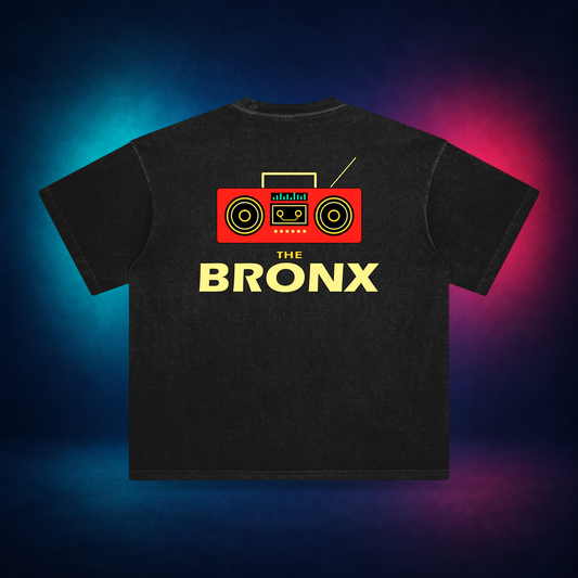 The Bronx — Retro Black — large back print | Vision Neon midnight studio