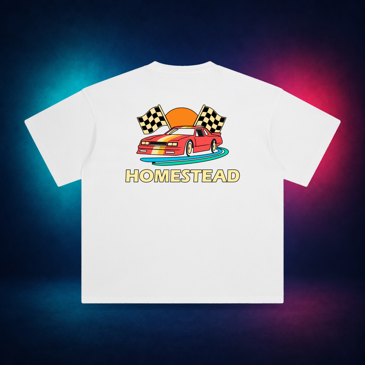 Homestead — White — large back print | Vision Neon midnight studio