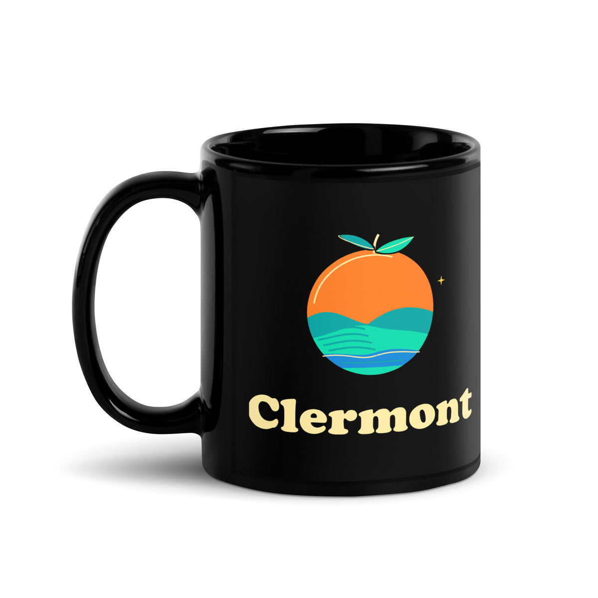 Clermont — Black mug, 11 oz, left side, logo on both sides