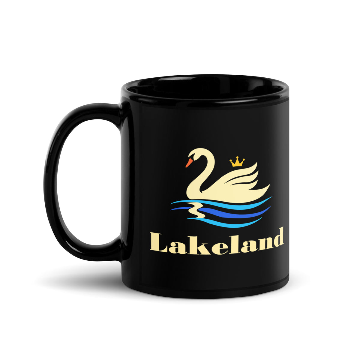 Lakeland — Black mug, 11 oz, left side, logo on both sides