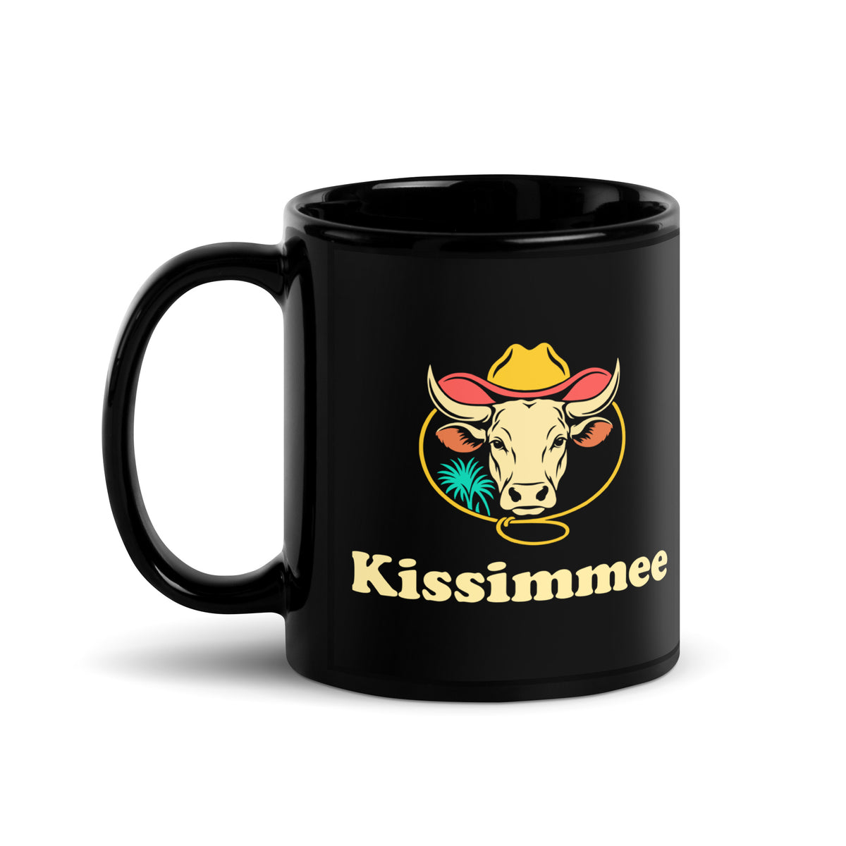 Kissimmee — Black mug, 11 oz, left side, logo on both sides