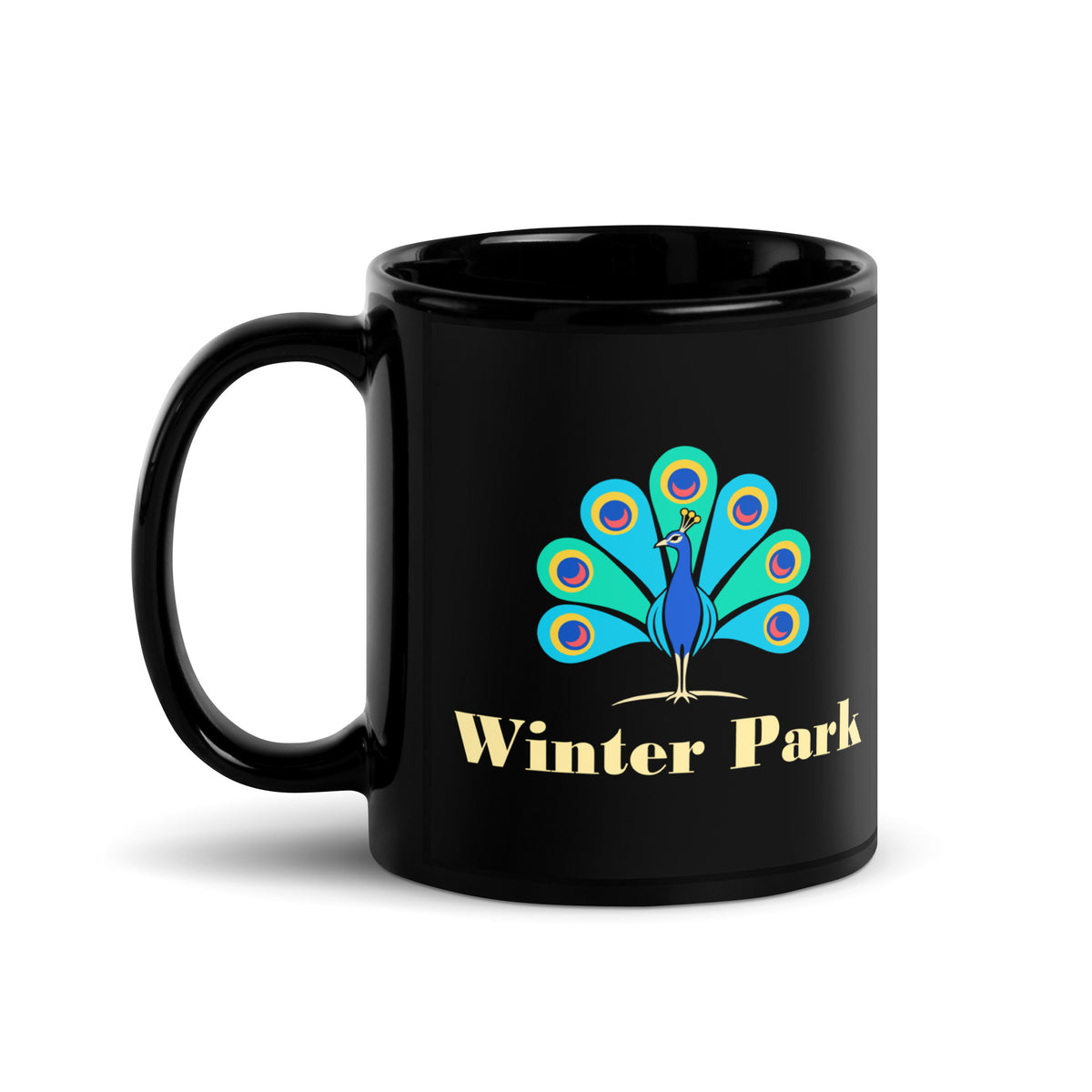 Winter Park — Black mug, 11 oz, left side, logo on both sides