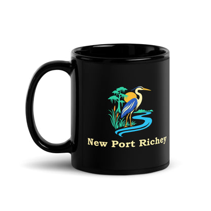 New Port Richey — Black mug, 11 oz, left side, logo on both sides