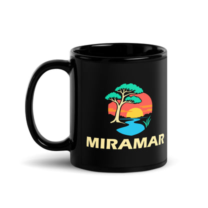 Miramar — Black mug, 11 oz, left side, logo on both sides