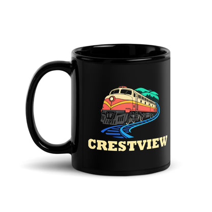 Crestview — Black mug, 11 oz, left side, logo on both sides