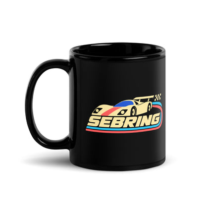 Sebring — Black mug, 11 oz, left side, logo on both sides