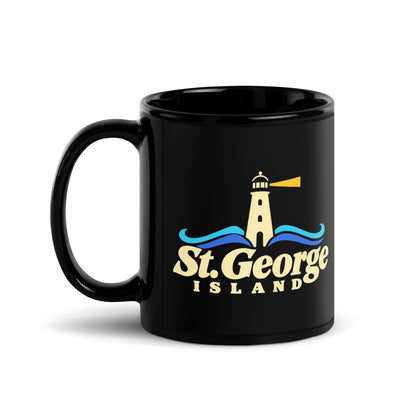 St. George Island — Black mug, 11 oz, left side, logo on both sides