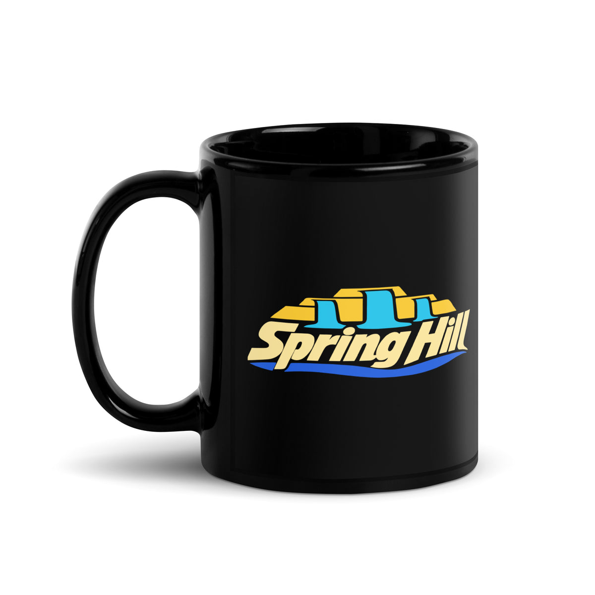 Spring Hill — Black mug, 11 oz, left side, logo on both sides
