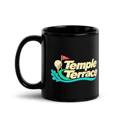 Temple Terrace — Black mug, 11 oz, left side, logo on both sides