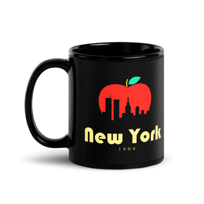 New York — black mug, 11 oz, left side, logo on both sides