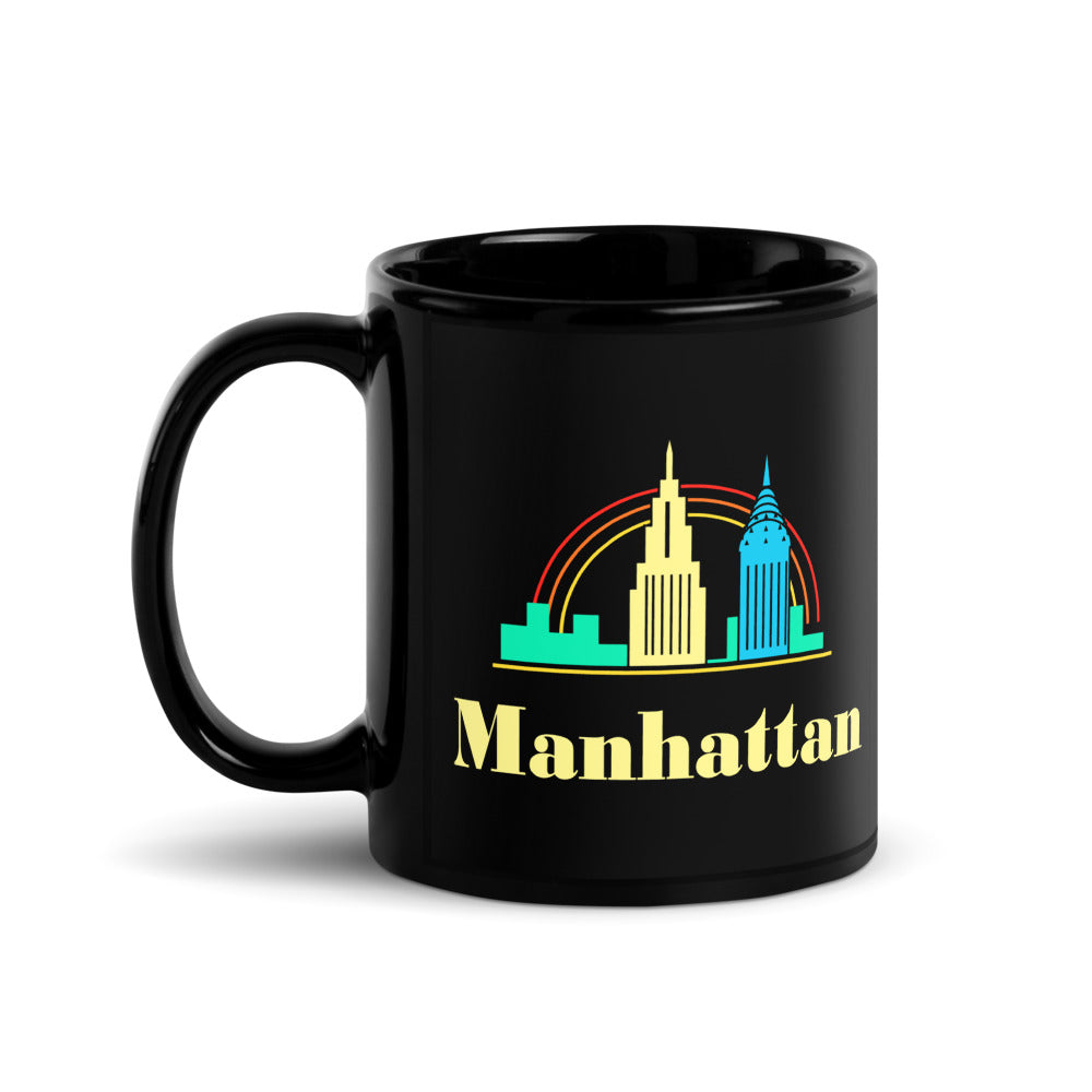 Manhattan — black mug, 11 oz, left side, logo on both sides