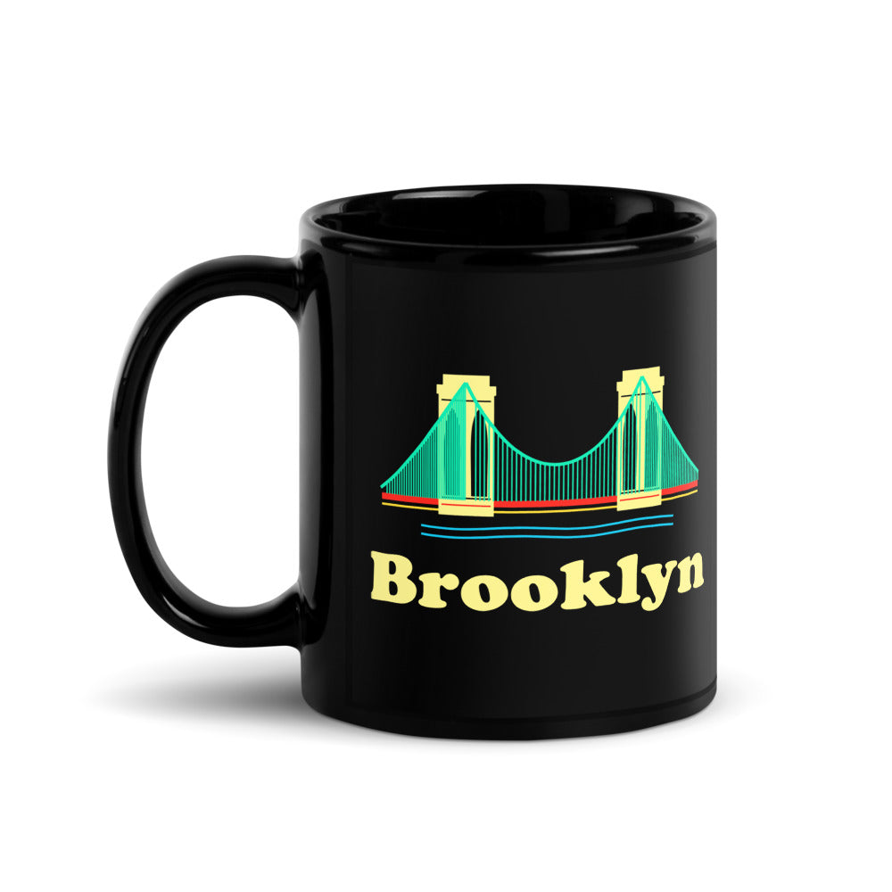 Brooklyn — black mug, 11 oz, left side, logo on both sides