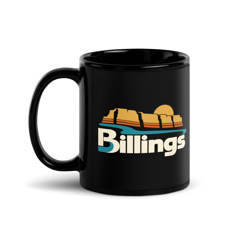 Billings — black mug, 11 oz, left side, logo on both sides
