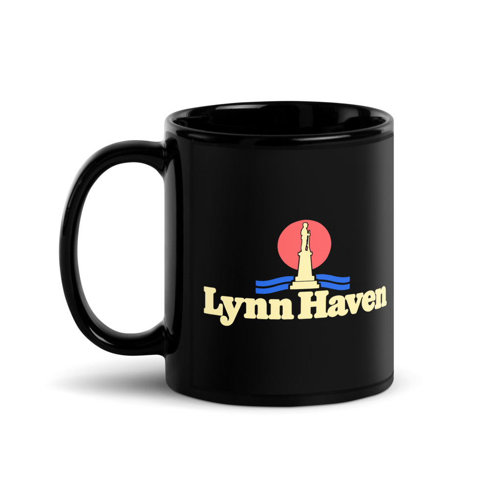 Lynn Haven — black mug, 11 oz, left side, logo on both sides