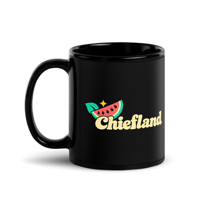 Chiefland — black mug, 11 oz, left side, logo on both sides