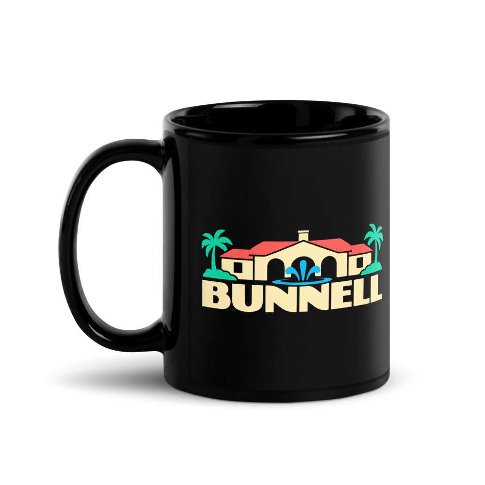Bunnell — black mug, 11 oz, left side, logo on both sides