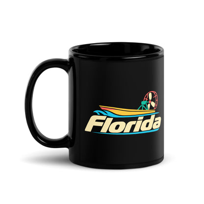 Florida Airboat — black mug, 11 oz, left side, logo on both sides