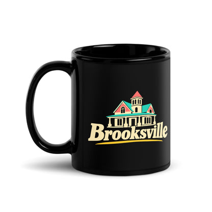 Brooksville — black mug, 11 oz, left side, logo on both sides