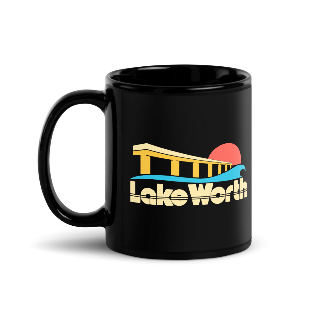 Lake Worth — black mug, 11 oz, left side, logo on both sides
