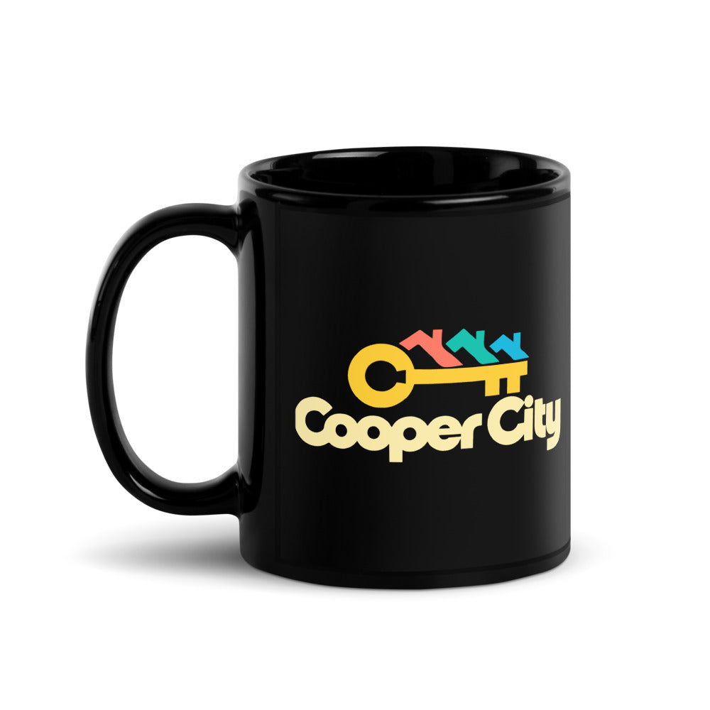 Cooper City — black mug, 11 oz, left side, logo on both sides