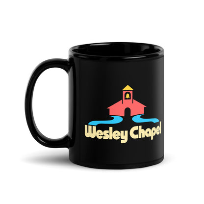 Wesley Chapel — black mug, 11 oz, left side, logo on both sides