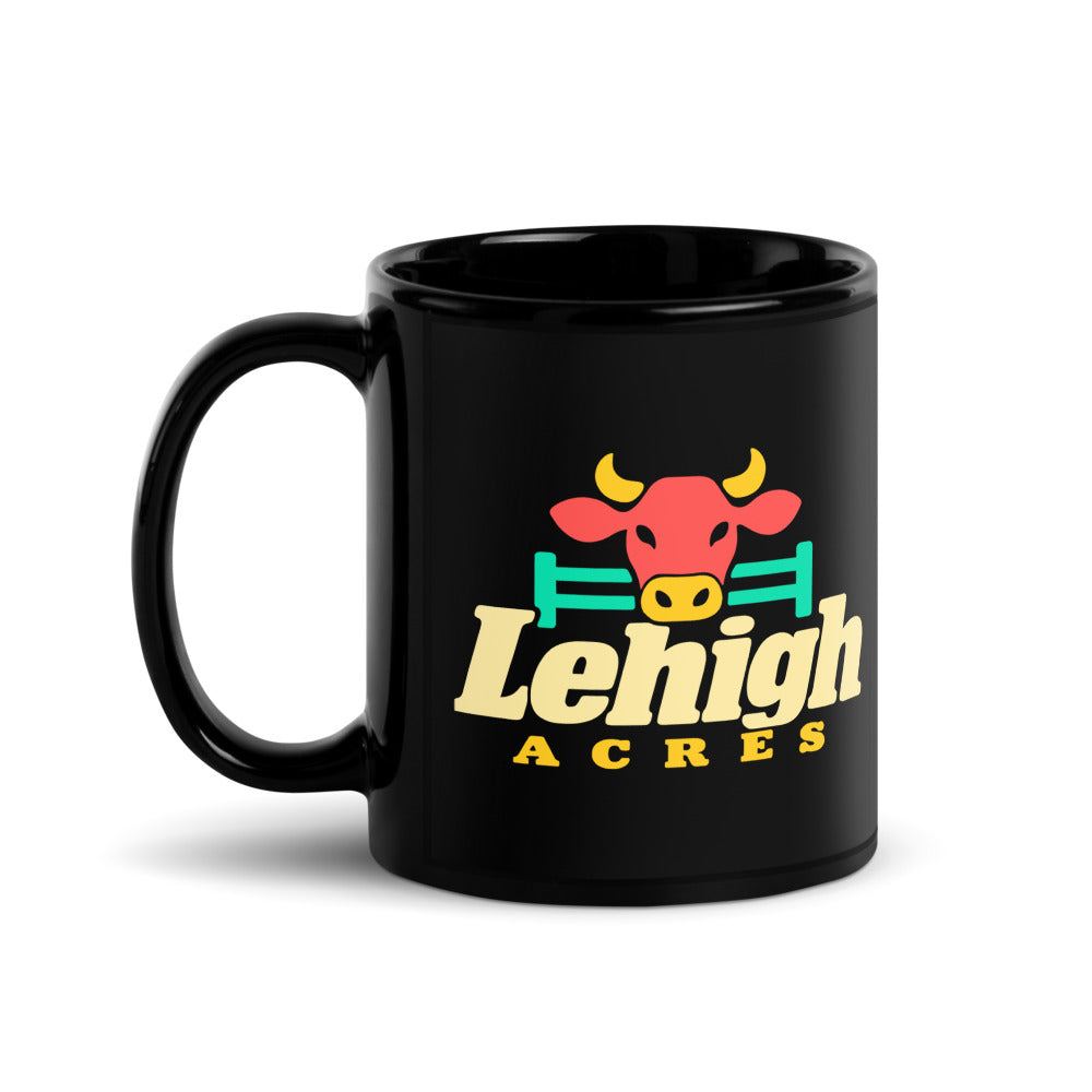 Lehigh Acres — black mug, 11 oz, left side, logo on both sides