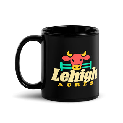 Lehigh Acres — black mug, 11 oz, left side, logo on both sides