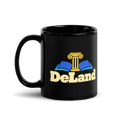 DeLand — black mug, 11 oz, left side, logo on both sides