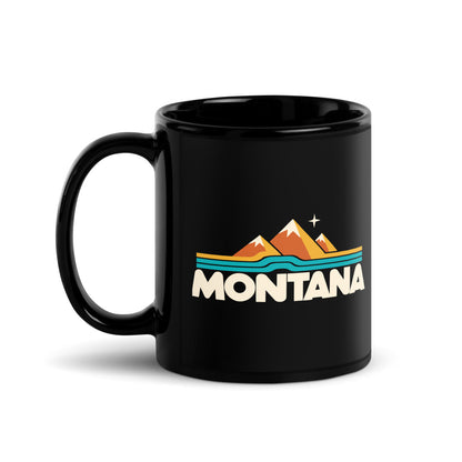 Montana Mountain Lines — black mug, 11 oz, left side, logo on both sides